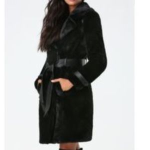 BeBe Black Faux Fur and Leather Coat